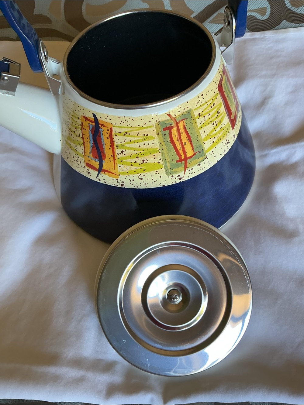Blue Metal Southwestern Style Teakettle - Picture 7 of 7